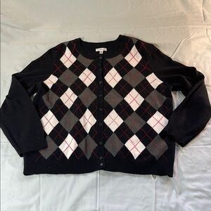 Croft & Barrow Black and Gray Cardigan Sweater